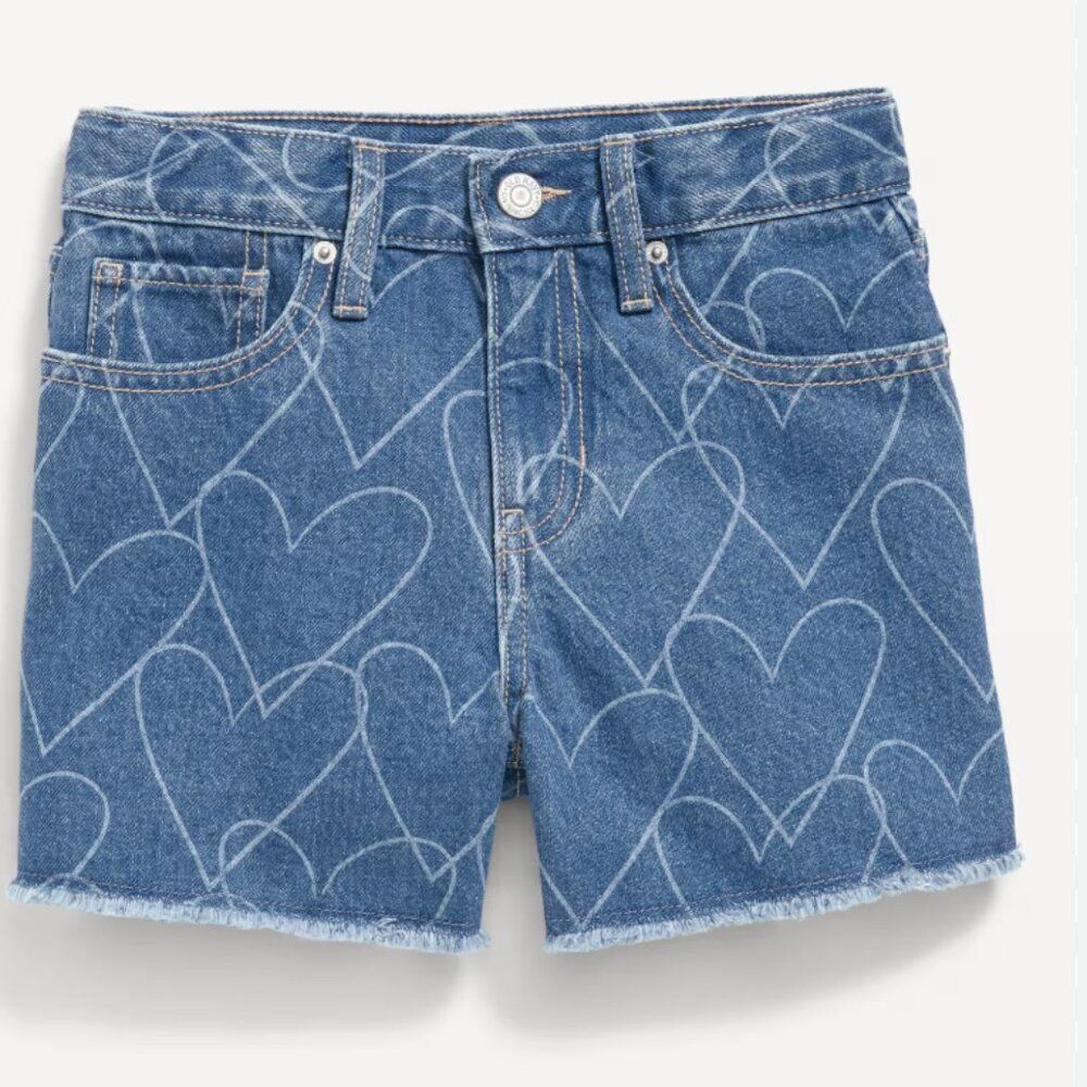 Old Navy Printed High-Waisted Frayed-Hem Jean Shorts for Girls - Size 16 - NWT